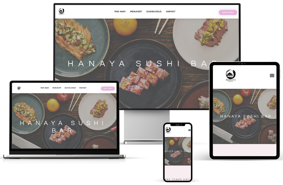 Mock-up af WordPress hjemmeside for sushi restaurant